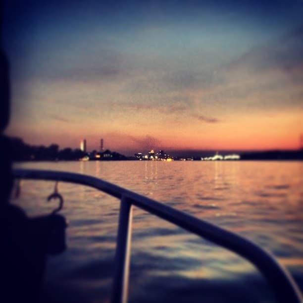 Sunset over the ohio river and louisville, kentucky