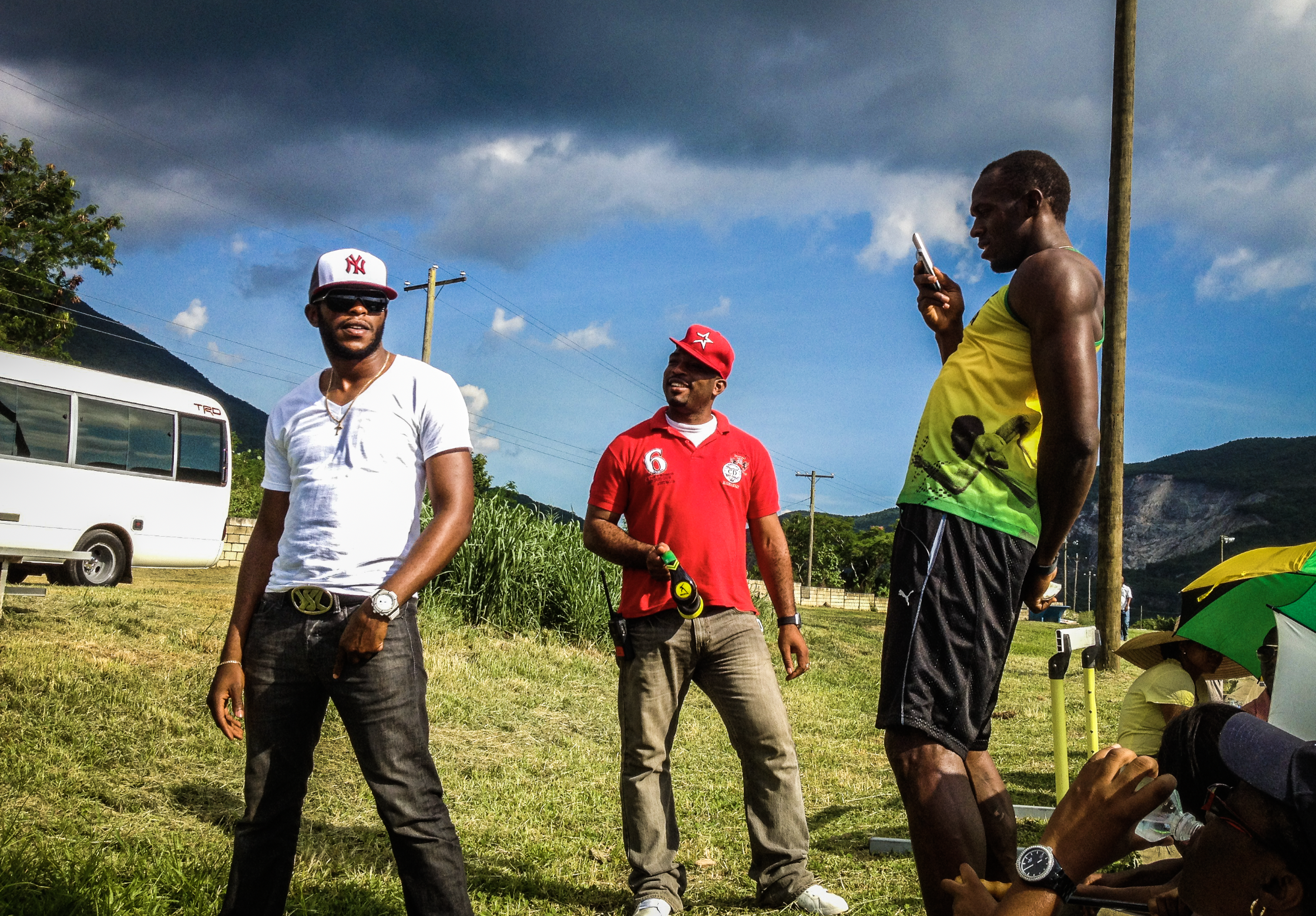 Usain Bolt taking a picture of his pal