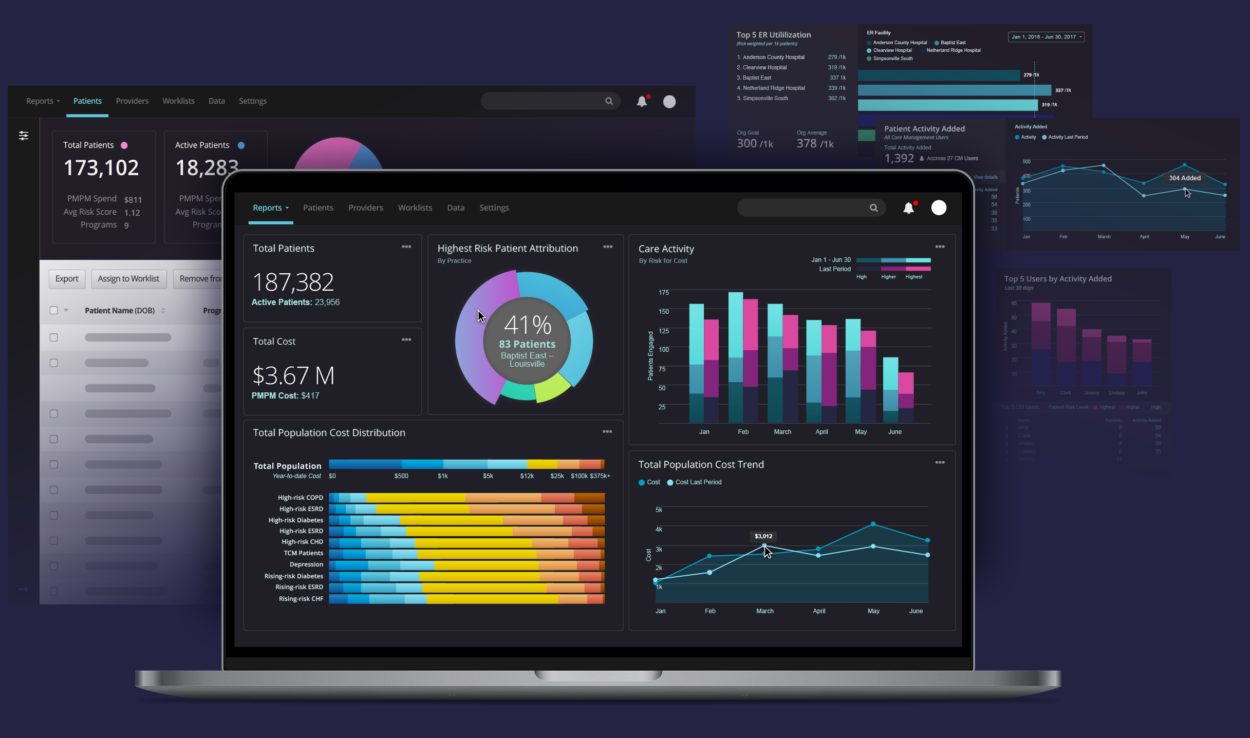 Depicts multiple screen designs from the tool